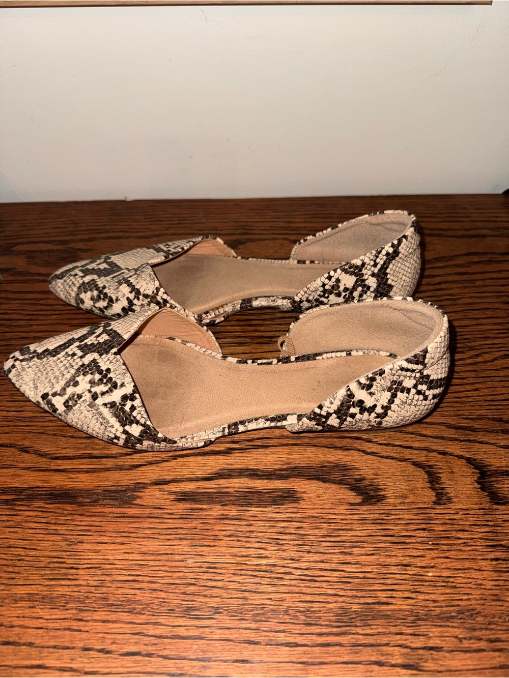 Old Navy Snake-Print D'Orsay Flats - Beige and Black